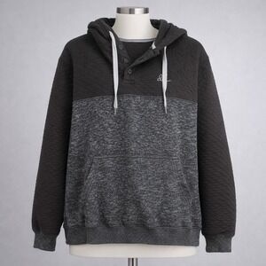 Hooey Hoodie Mens XXL Gray Quilted Sleeve Yoke Hood Marled Lounge Athleisure